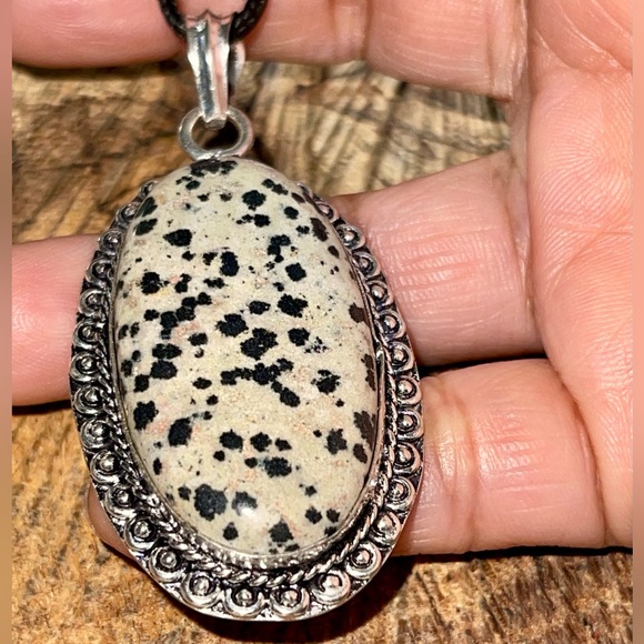 Spotted Dalmation Jasper Pendant 2 1/2” - Picture 4 of 12